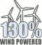 130% powered by wind