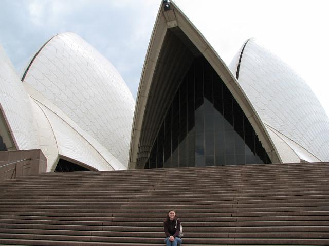 IMG_7827 Lesley sitting on the steps of the Sydney Opera House