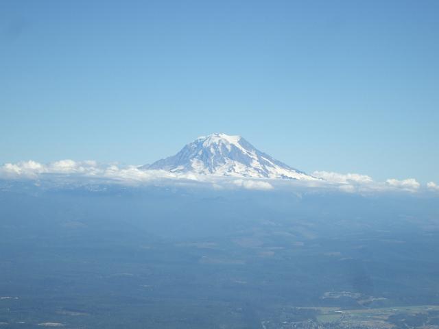 DSCF2060 Mount Rainier from the plane. It's covered with a lot more snow in the winter.