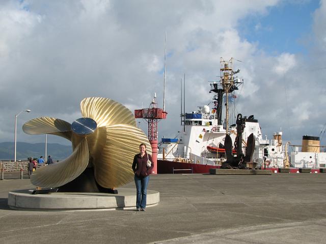 IMG_3167 Lesley near a large propeller at the Columbia River Maritime Museum