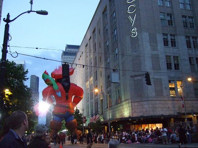 DSCF1887 The pirate balloon going past Macy's department store.