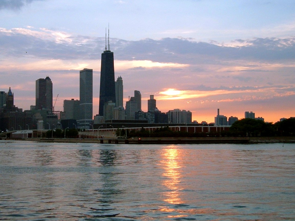 Troy's Photos: City Skylines & Downtown - 08051 Chicago skyline at sunset